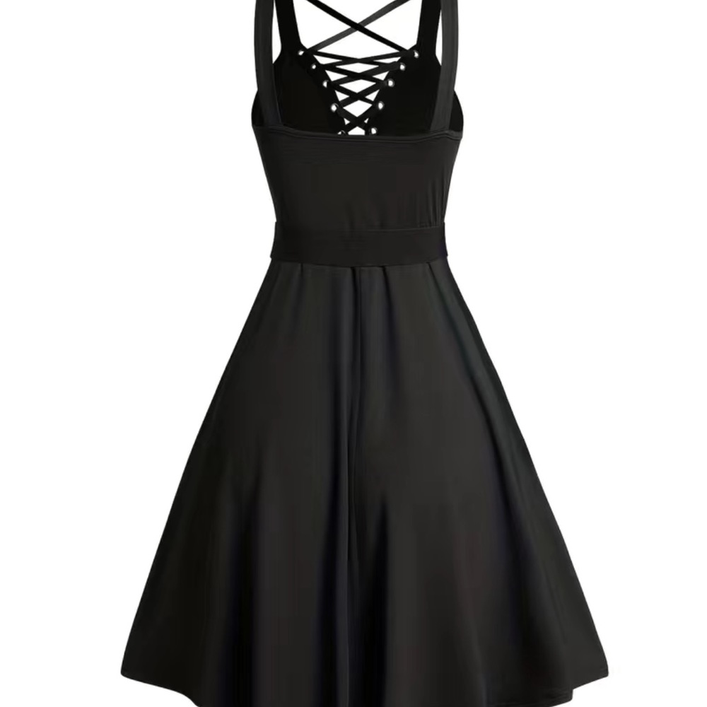 Corset Flared Crisscross Strap Dress